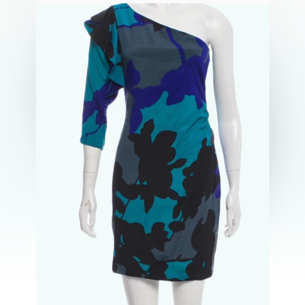 Diane Von Furstenberg Floral Secret Garden Silk Shoulder Mini Dress